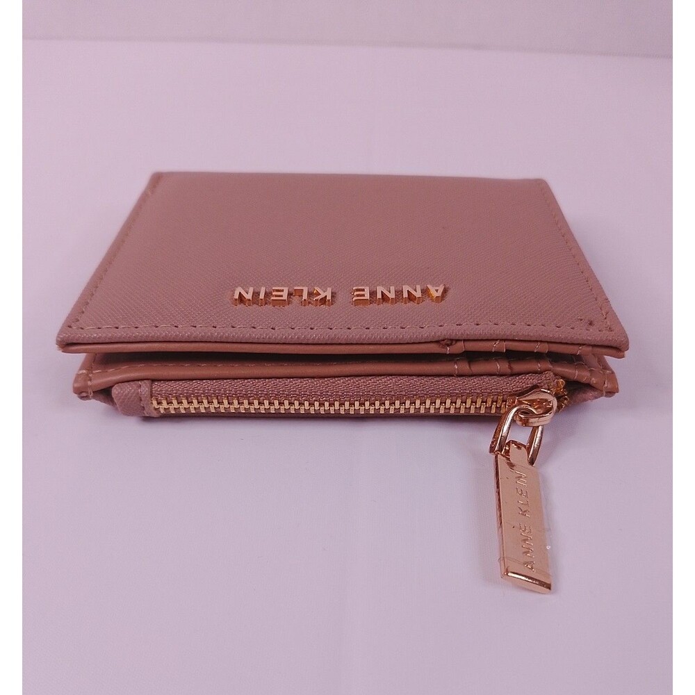 Anne Klein Women’s Small Bifold Wallet Tan Faux Leather Zip - Picture 5 of 11